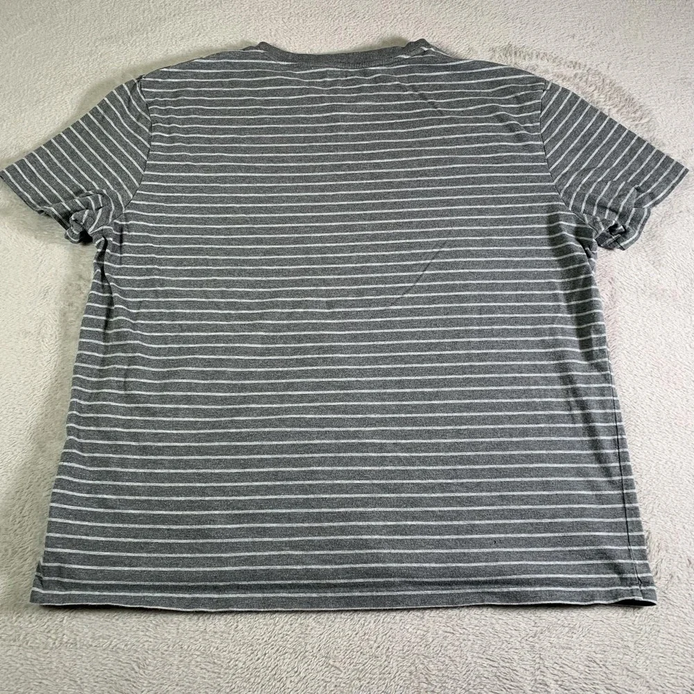 Polo Ralph Lauren Shirt Mens XL Gray White Striped Cotton Tee Casual‎ Crewneck